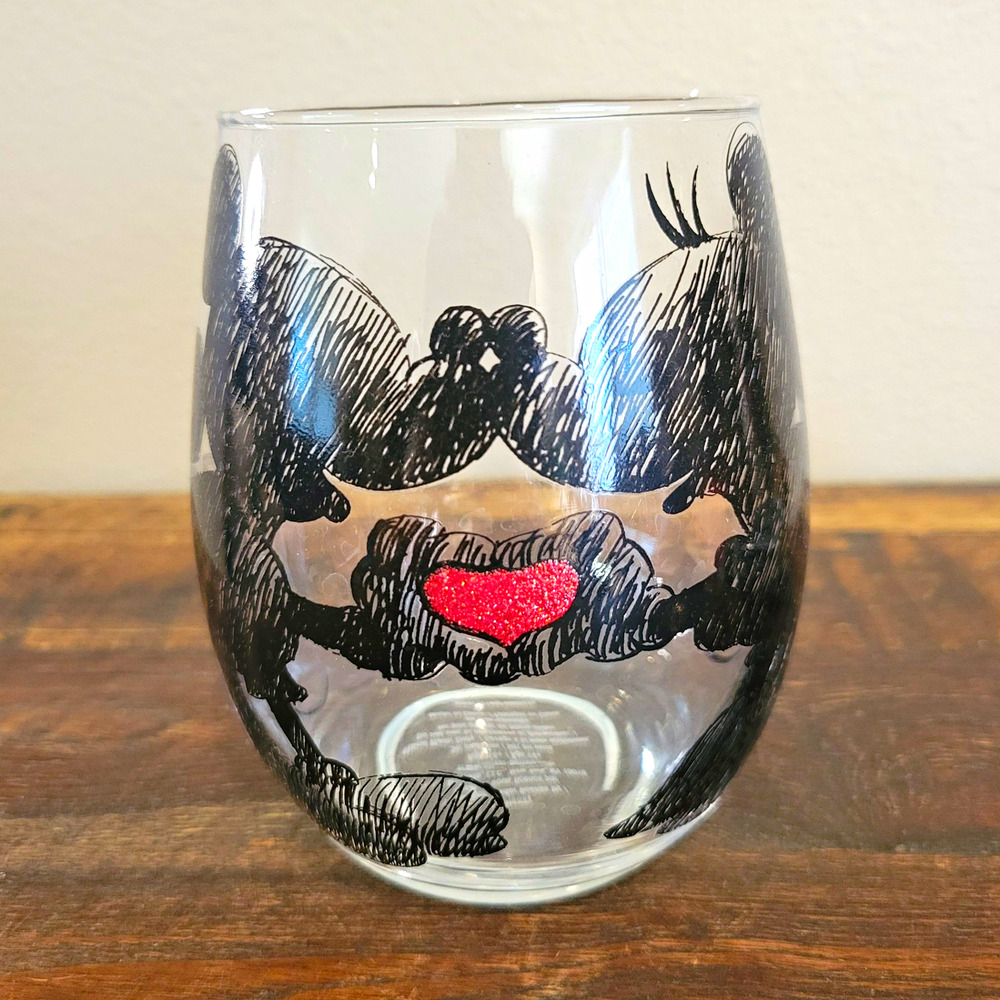Disney Mickey & Minnie Sketchbook Stemless Wine Glass 20oz Silver Buffalo